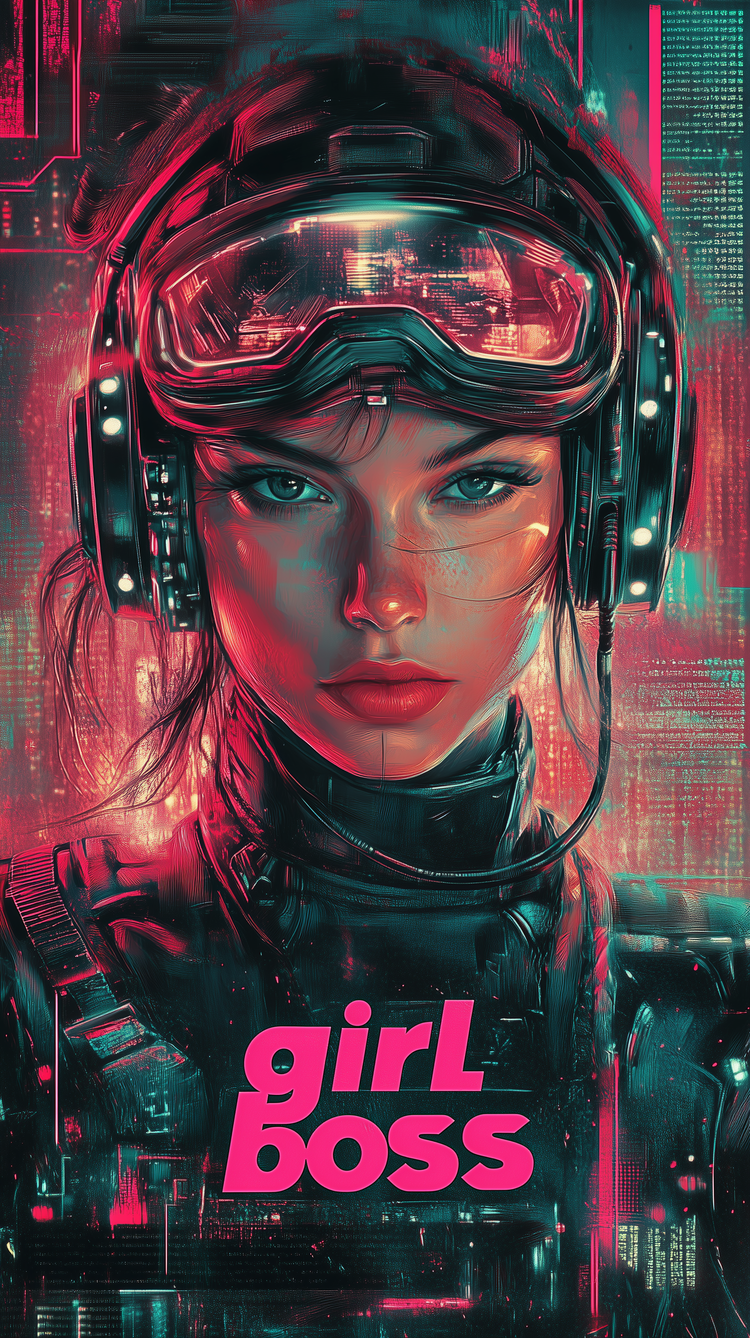 Girl Boss，戴着墨镜的欧美女生AI美图插画图片-达人圈原创摄影