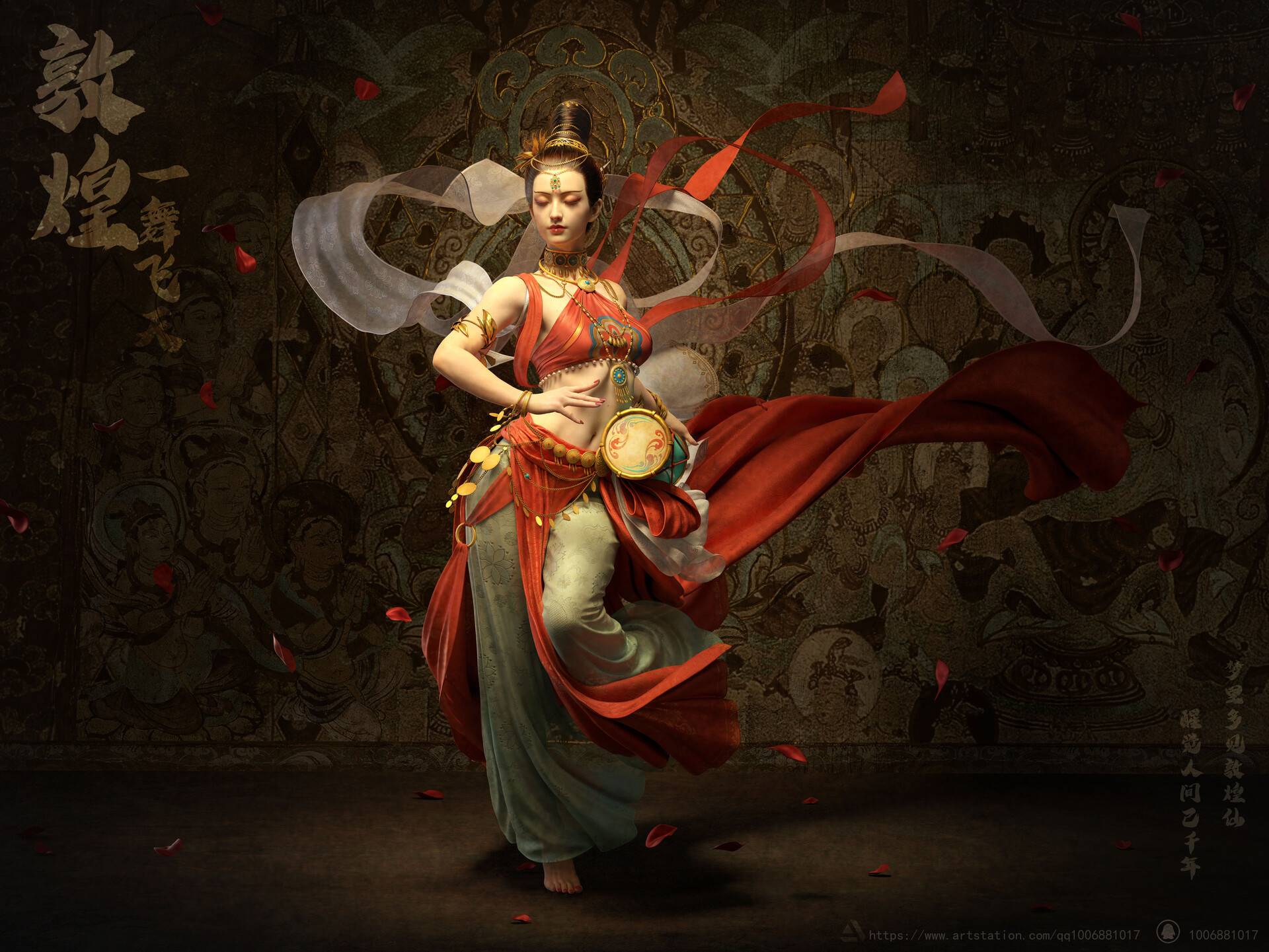 敦煌 一舞飞天，及富有特色的敦煌美女飞天舞唯美桌面壁纸图片-达人圈原创摄影