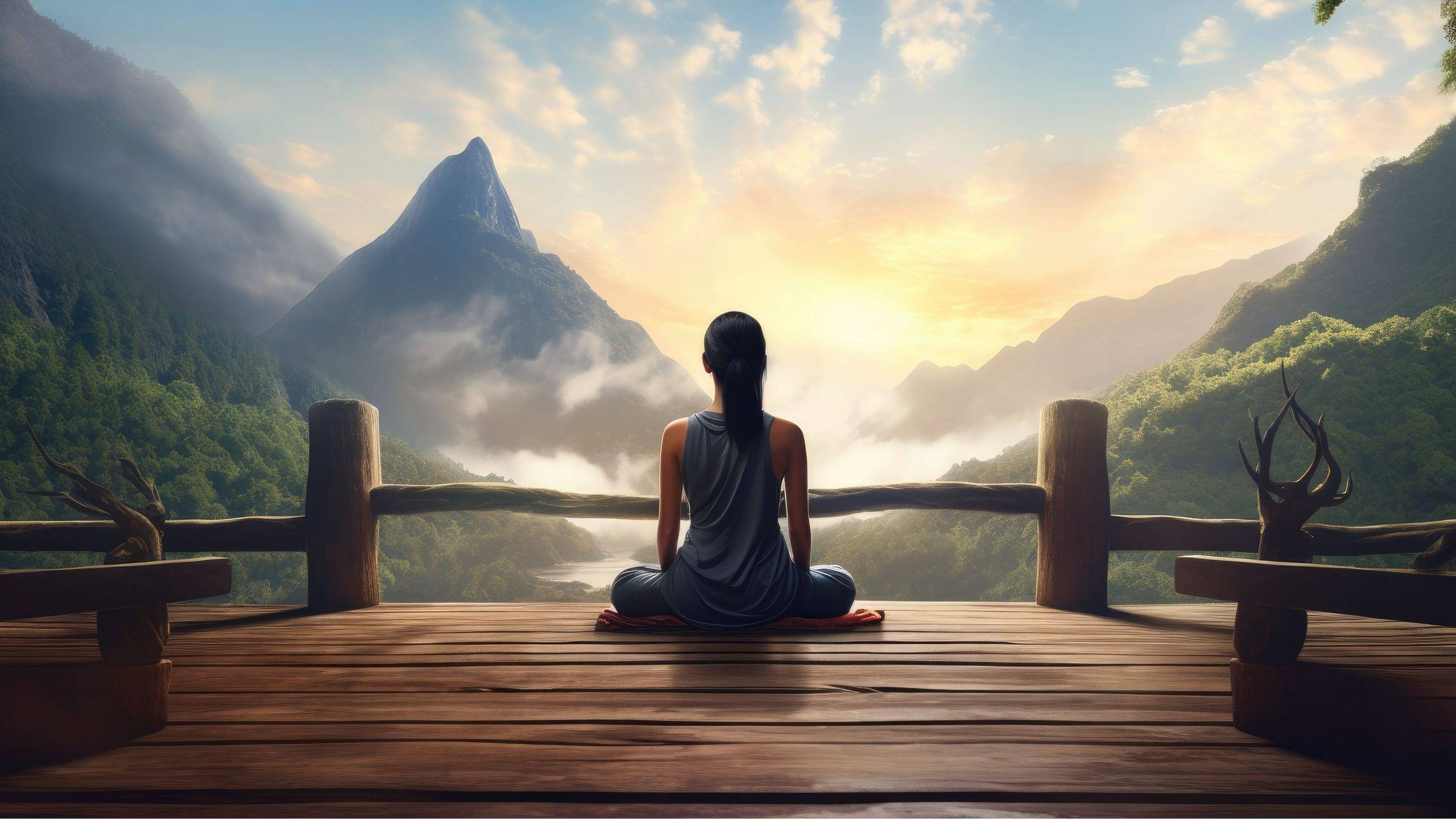 茫茫天地，自然和谐，瑜伽美女与大自然唯美高清壁纸图片-达人圈原创摄影