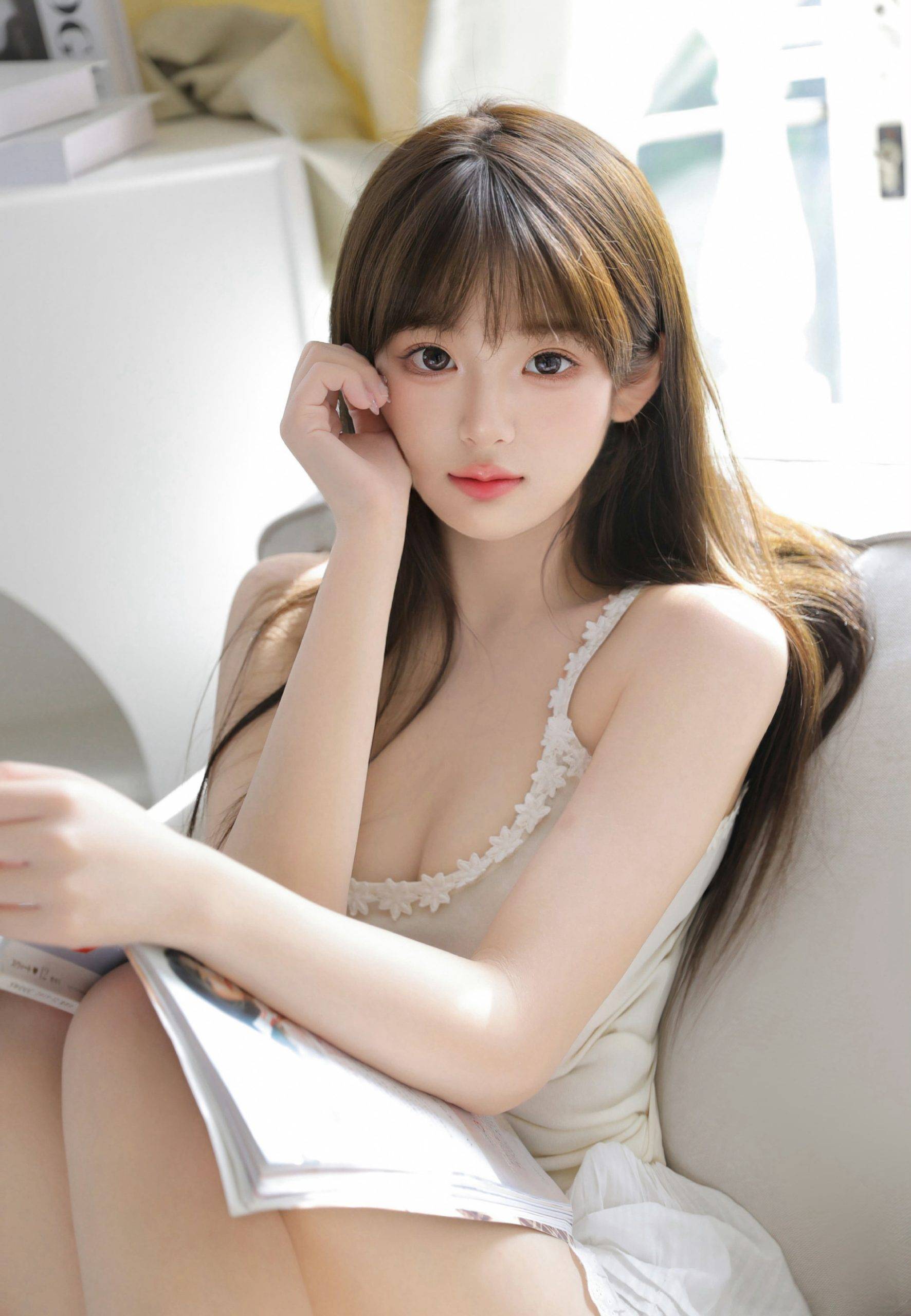 高颜值，性感，白皙，身材超哇塞的娇柔型美女MM私房沙发写真图集-达人圈原创摄影
