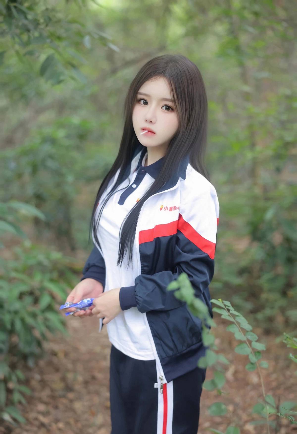登山的学生制服美女，戴着眼睛的学生妹子爬山可爱写真套图美照-达人圈原创摄影